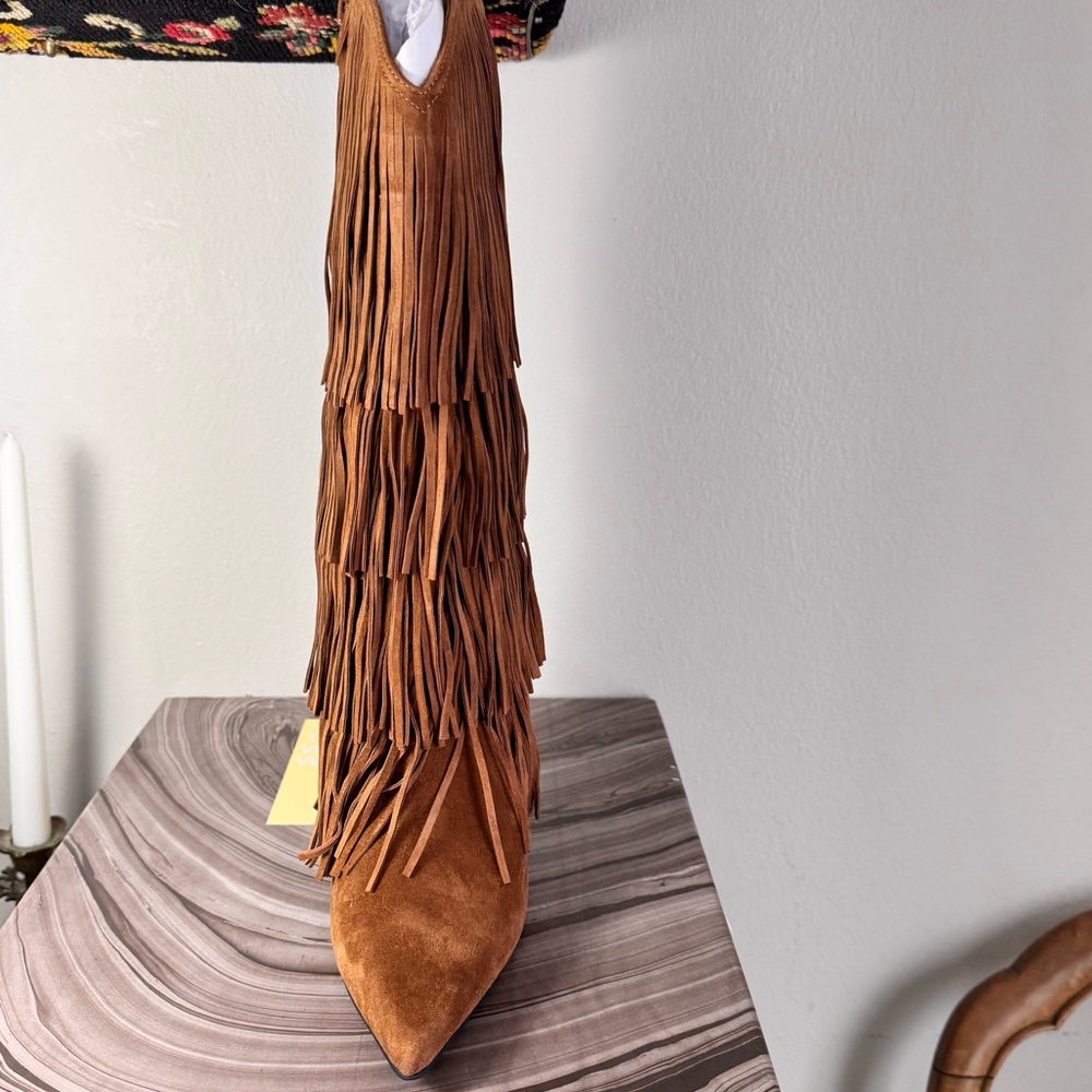 Free People Tan Fringe Heeled Boots - Picture 7 of 10